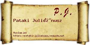 Pataki Juliánusz névjegykártya